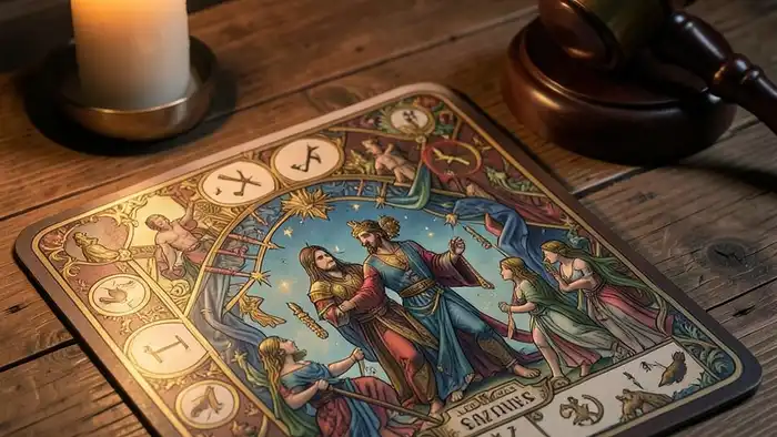 Расклад Таро зодиакальный на суд – иллюстрация