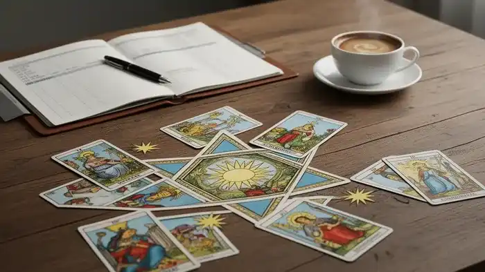Расклад Таро «звезда Давида» на долги по бизнесу – изображение расклада на столе