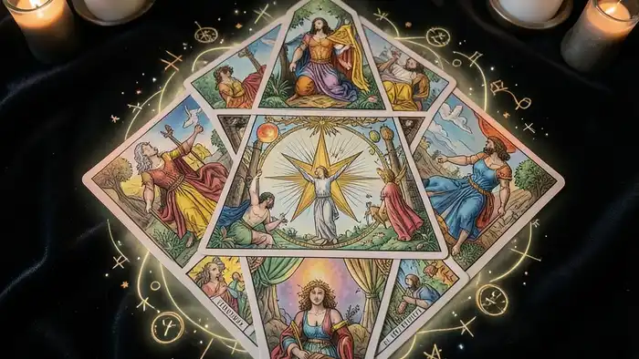 Расклад Таро «Звезда Давида» на порчу – визуальная схема