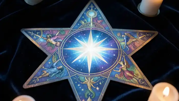 Расклад Таро «звезда» на сексуальную совместимость – карта Звезда в центре, свечи, ночное освещение