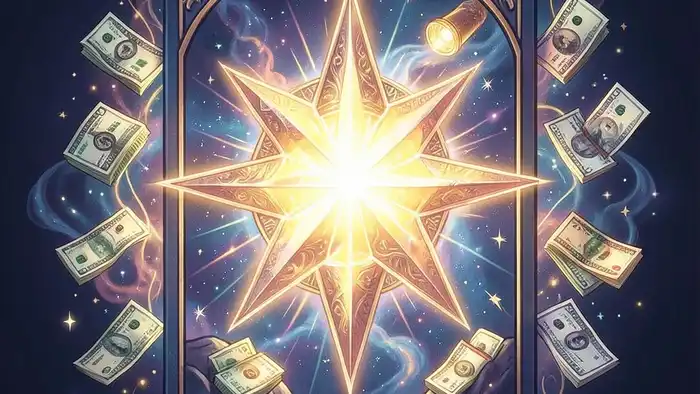 Расклад Таро «звезда» на зарплату повышение — изображение карты Звезда с финансовыми символами