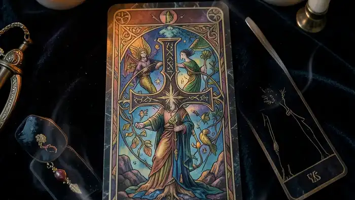 расклад теневой работы — визуальное изображение расклада Таро в тёмной атмосфере