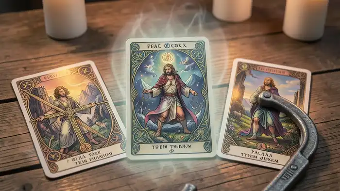 расклад третьим лицам — изображение расклада Таро с кельтским крестом и подковой
