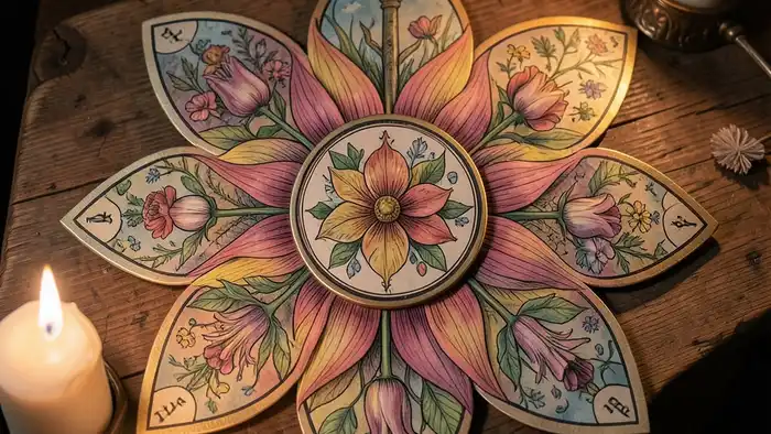 расклад цветок – визуальное изображение расклада Таро в виде цветка