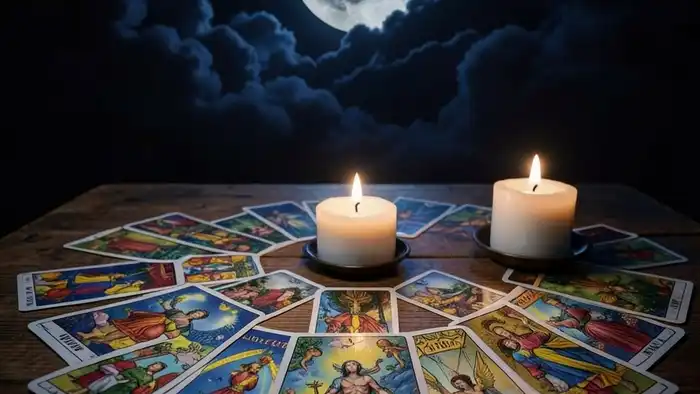 расклад в новолуние – таро на столе при свечах