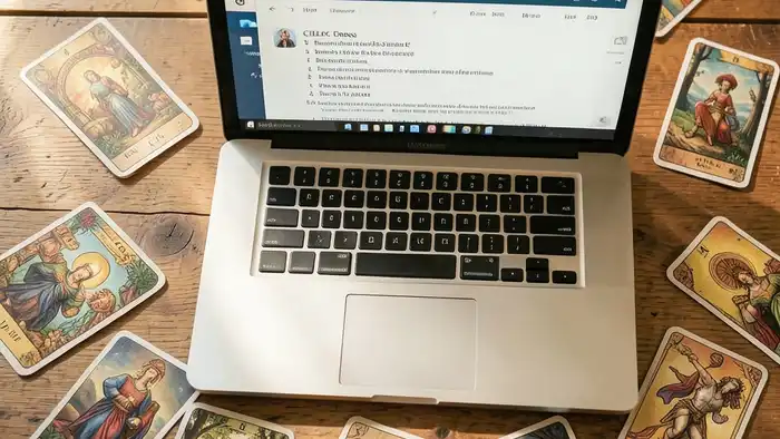 расклады таро PDF изображение расклада на экране ноутбука