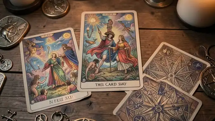 расклады таро шпаргалка — иллюстрация раскладов на столе