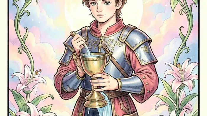 Рыцарь Кубков карта Таро иллюстрация