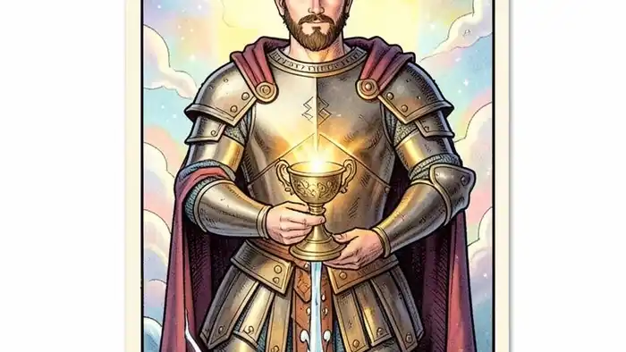 Рыцарь Кубков таро иллюстрация, рыцарь с чашей, вода