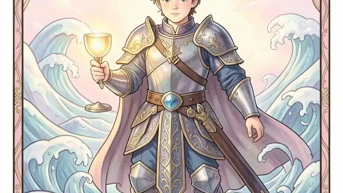 Рыцарь Кубков — изображение карты Таро с символикой воды и чаши