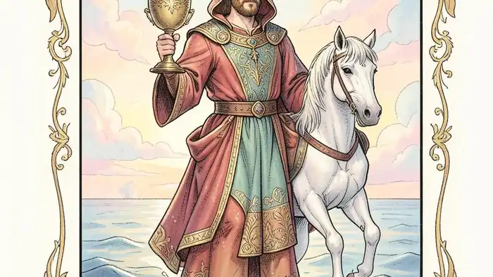 Рыцарь Кубков карта Таро иллюстрация