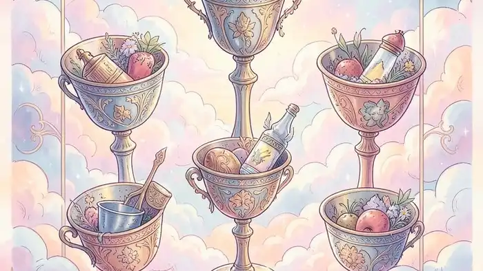 Семерка Кубков карта дня таро иллюстрация