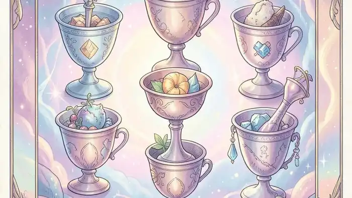 Семерка Кубков карта дня таро иллюстрация