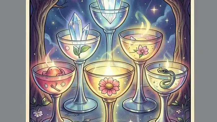 Семерка Кубков на здоровье – иллюстрация карты с символами здоровья