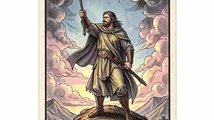 семерка жезлов предостережение таро изображение карты