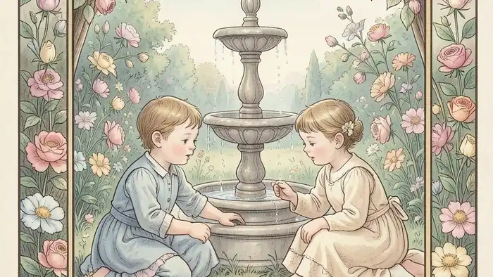 Шестерка Кубков — изображение детей, играющих в саду, символизирующее ностальгию и эмоциональное возвращение к прошлому