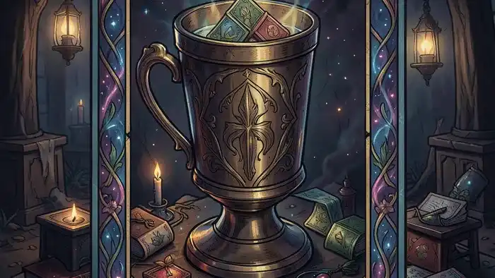 Шестерка Кубков Таро на деньги: передача ключа и монет как символ финансового дара из прошлого