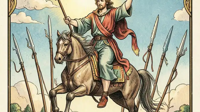 Шестерка Жезлов на любовь таро изображение