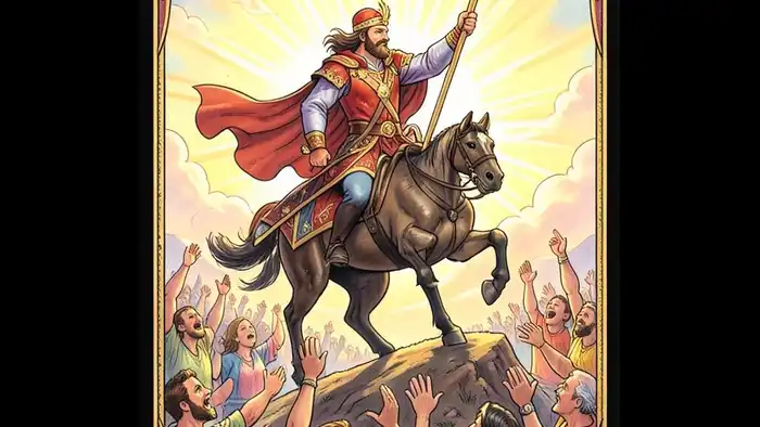 Шестерка Жезлов карта Таро, символ победы и признания