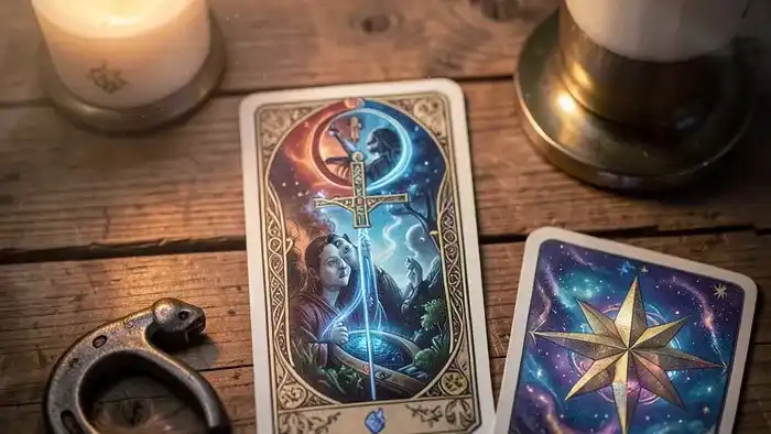 сложные расклады таро — изображение кельтского креста, три карты, подкова и звезда