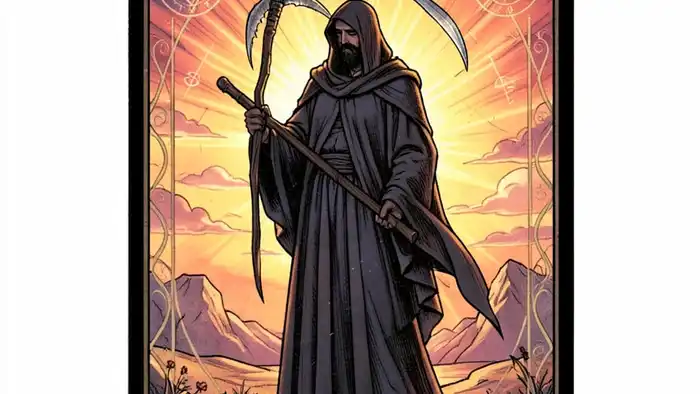 Смерт�� действия таро – иллюстрация карты Смерть с символикой трансформации