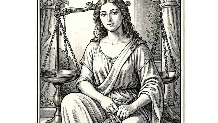 Справедливость архетипа Таро иллюстрация карты