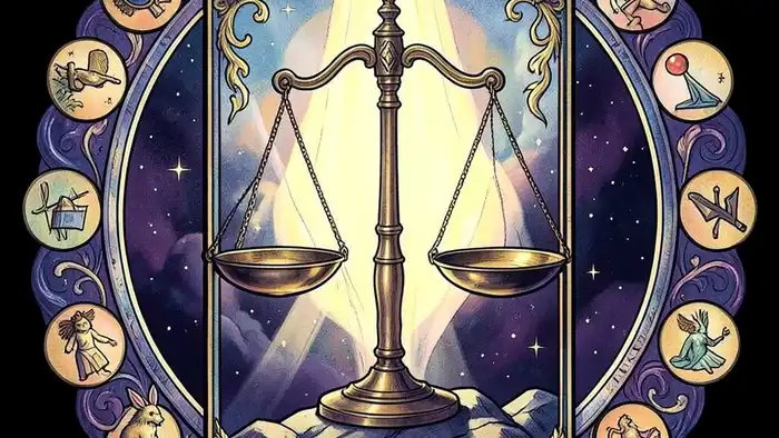 Справедливость мысли таро — изображение карты Справедливость в светлой и теневой атмосфере