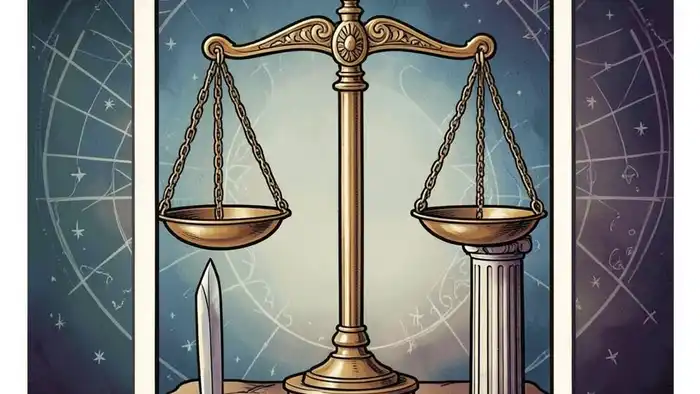 Справедливость таро изображение карты с весами и мечом