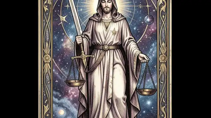 Справедливость таро значение — изображение карты с весами и мечом