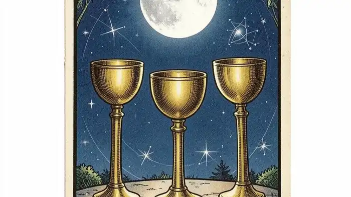 Тройка Кубков иллюстрация карты Таро