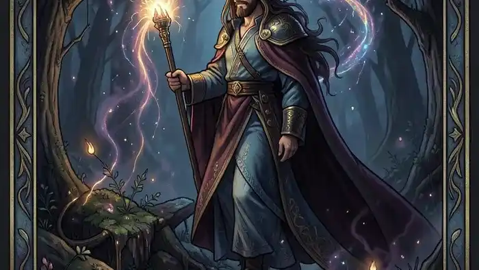 Туз Кубков Таро — магическая чаша, из которой льются потоки светящейся воды на фоне облаков и лотосов