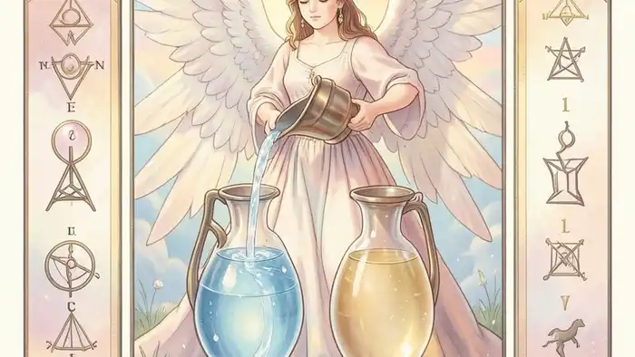 Умеренность таро значение — изображение карты Умеренности с ангелом и кувшинами