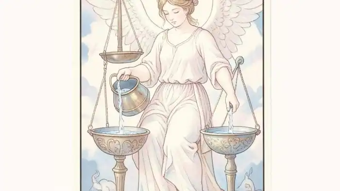 Умеренность значение таро — иллюстрация карты с ангелом и чашами