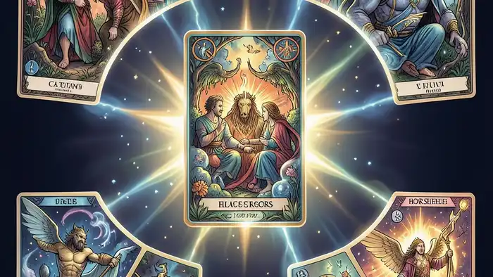 уточняющая карта таро — иллюстрация расклада с центральной картой