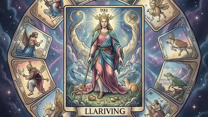 уточняющая карта таро – иллюстрация расклада с выделенной картой