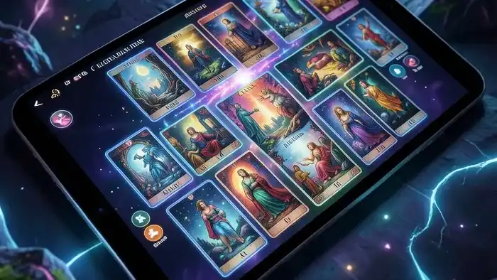 виртуальный расклад таро, изображение расклада на экране