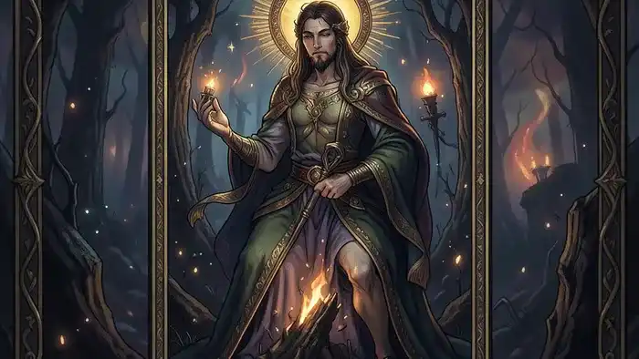 Влюбленные чувства таро — архетип выбора и интеграции в Старших Арканах с ангелом и фигурами на звездном фоне