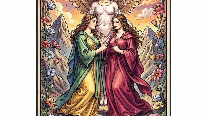 Влюбленные таро значение — изображение карты Влюбленные с символикой