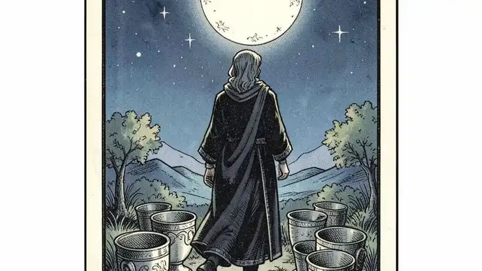 восьмерка кубков предостережение таро иллюстрация