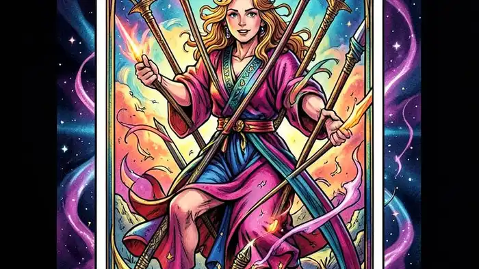 Восьмерка Жезлов Таро иллюстрация, символика и значение