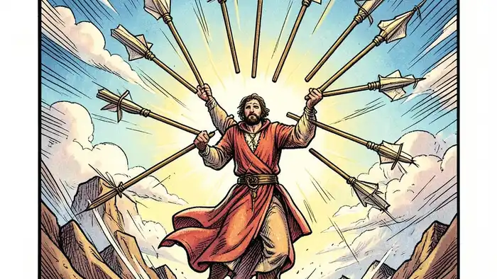 Восьмерка Жезлов карта Таро изображение